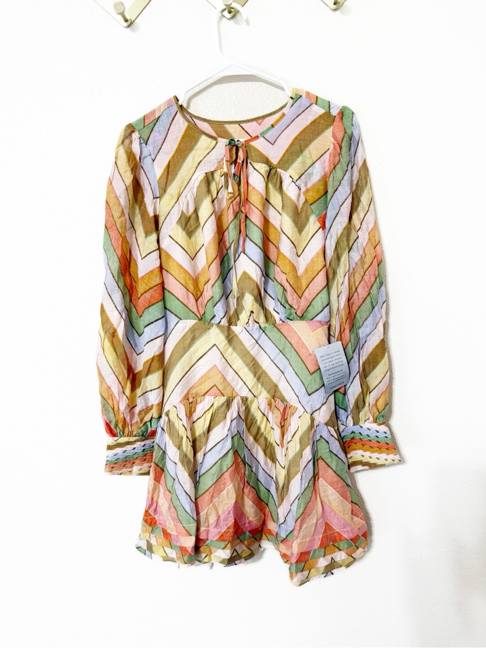 Ciebon Emerie Chevron Stripe Multicolor Zig Zag Long Sleeve Minidress NEW - Picture 6 of 11
